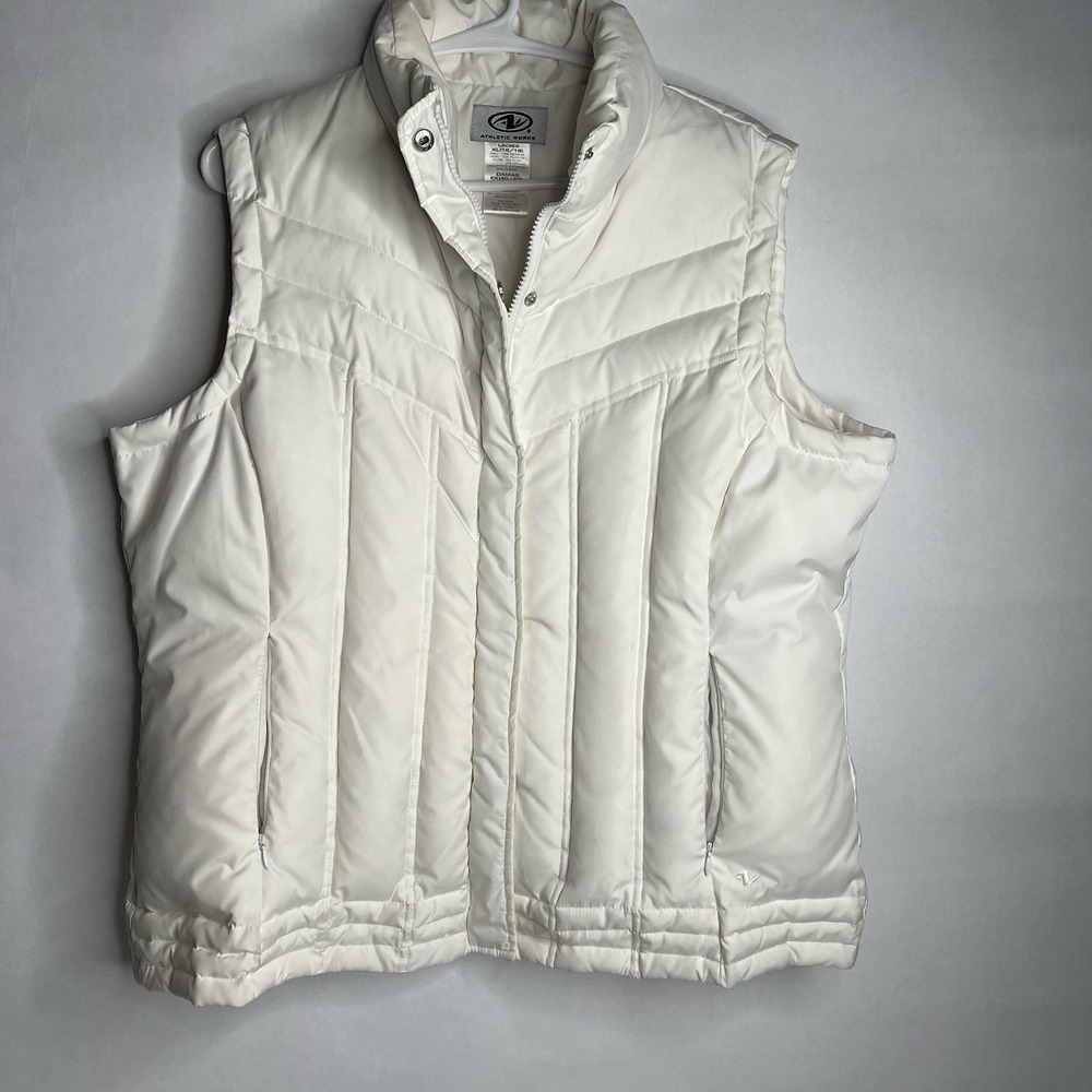 Athletic Works Womens Puffer Vest White Down Feather Filled Quilted XL 16/18
